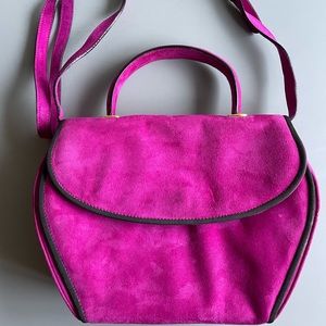 NWT Vintage Escada Purple/Magenta Suede Purse with Black Trim. Made in Italy